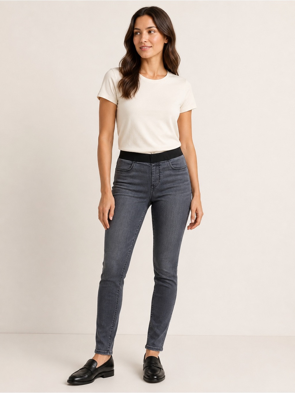 Helmut Lang Washed Black Pull-On Skinny Jeggings Size 29 Made USA